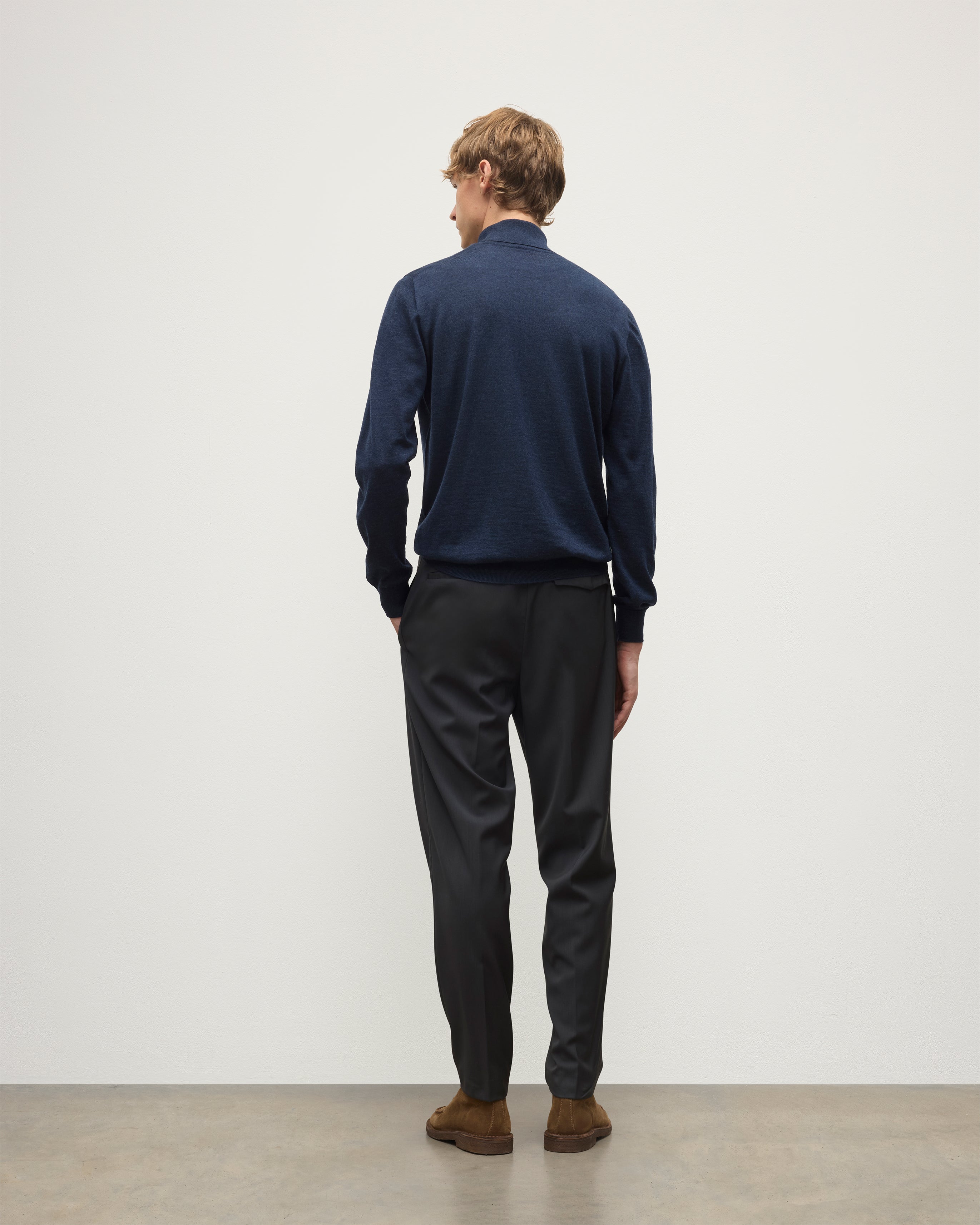 Fin Navy Cashmere Roll Neck Jumper