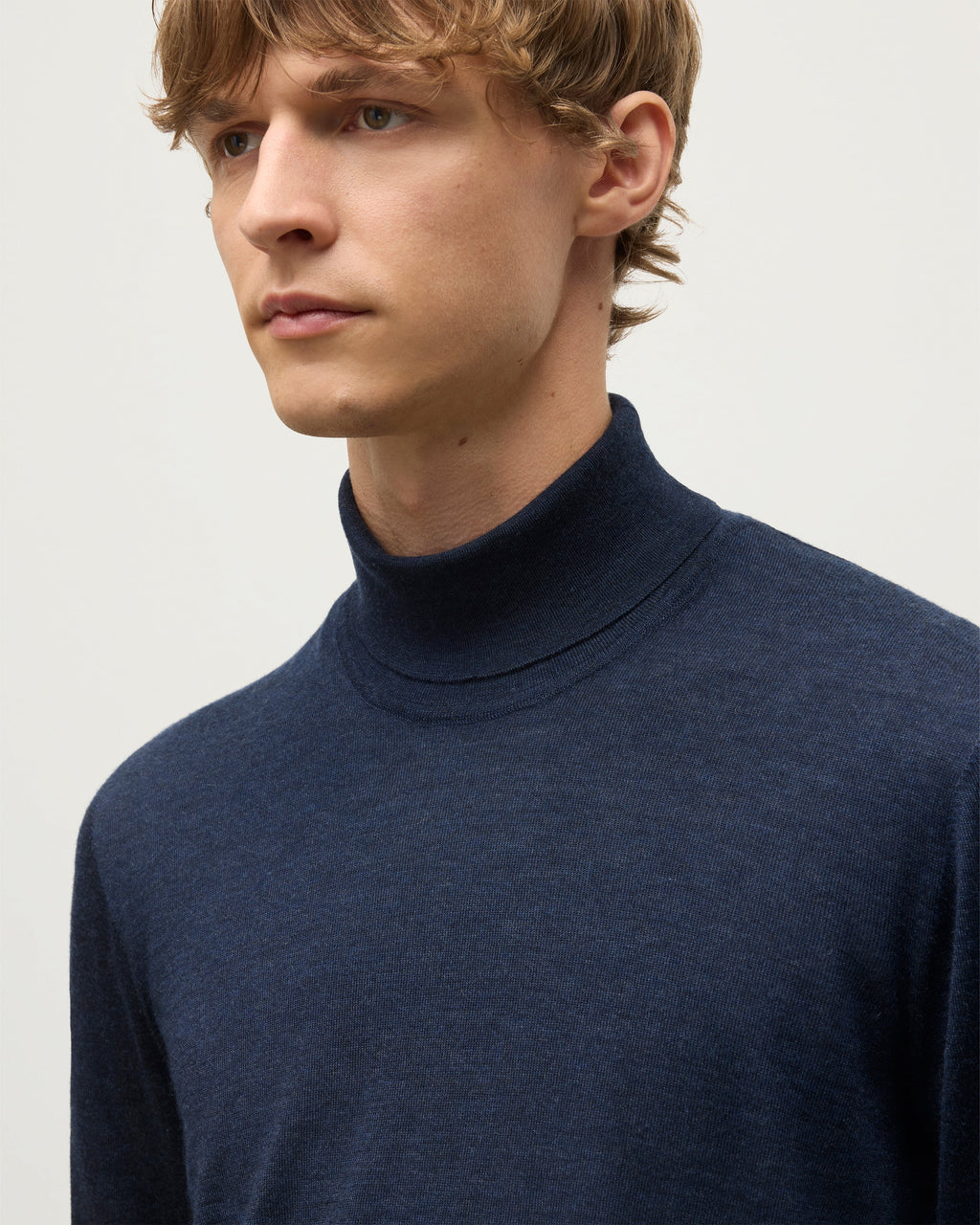Fin Navy Cashmere Roll Neck Jumper