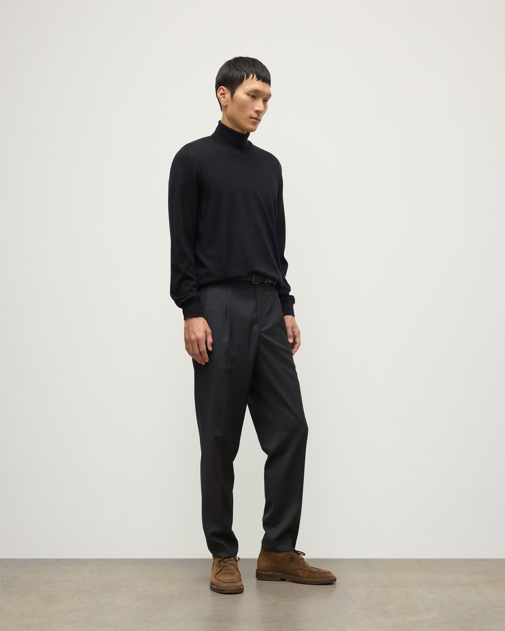 Fin Black Cashmere Roll Neck Jumper
