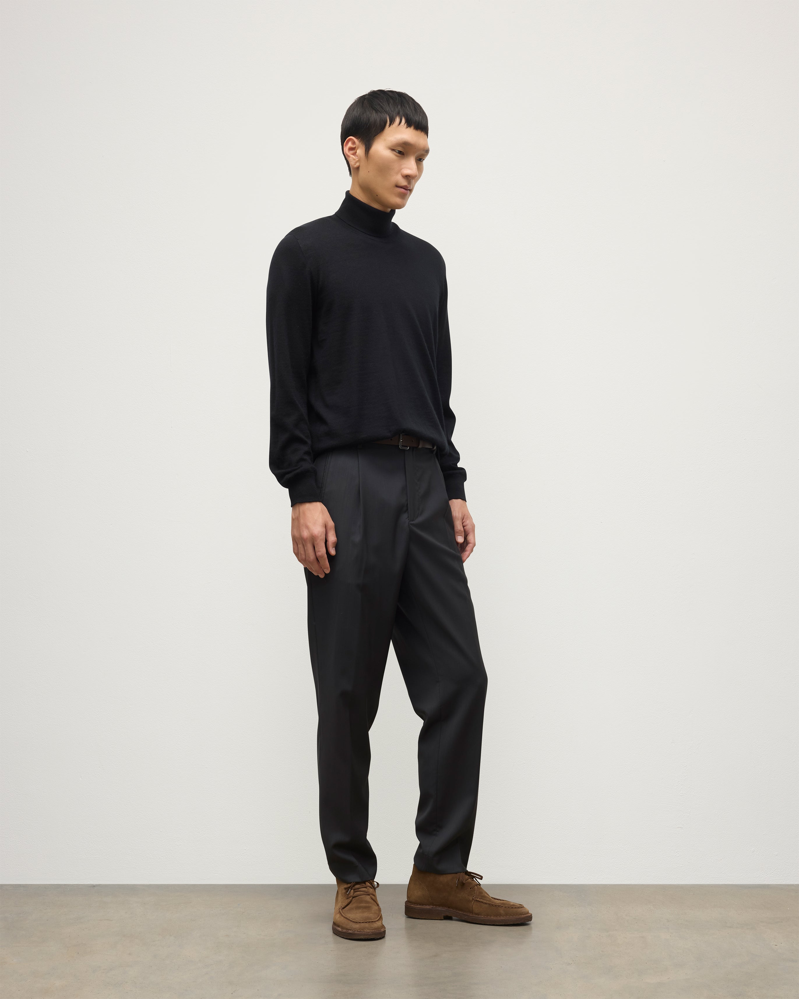 Fin Black Cashmere Roll Neck Jumper