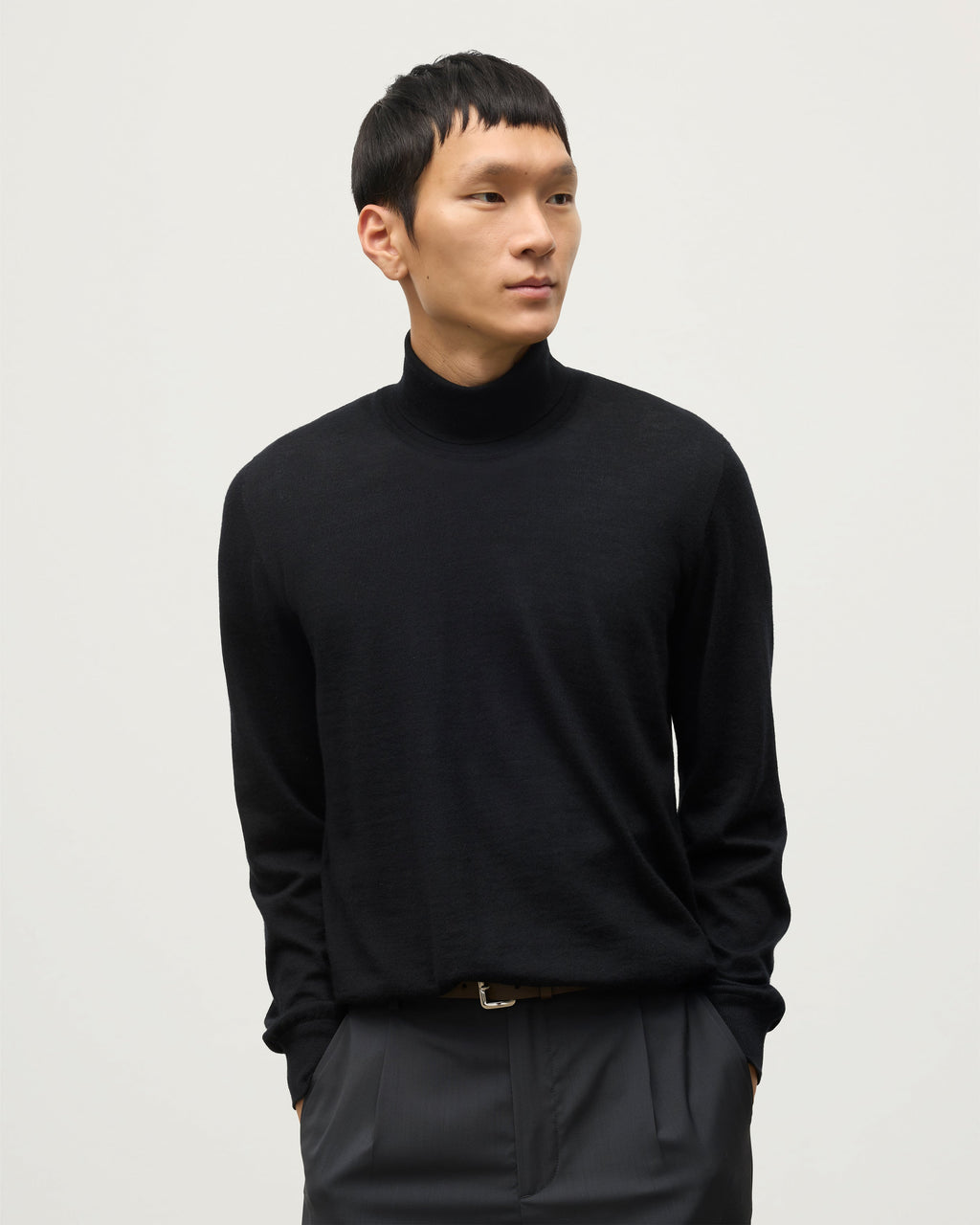Fin Black Cashmere Roll Neck Jumper