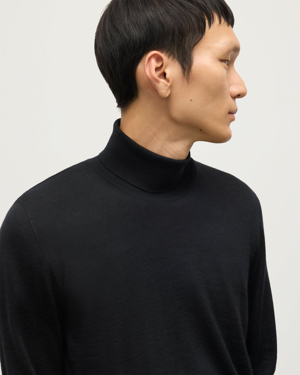 Fin Black Cashmere Roll Neck Jumper