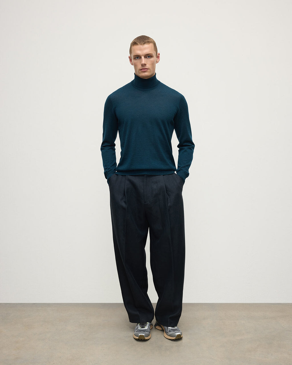 Superfine Cashmere Dark Green Roll Neck Jumper