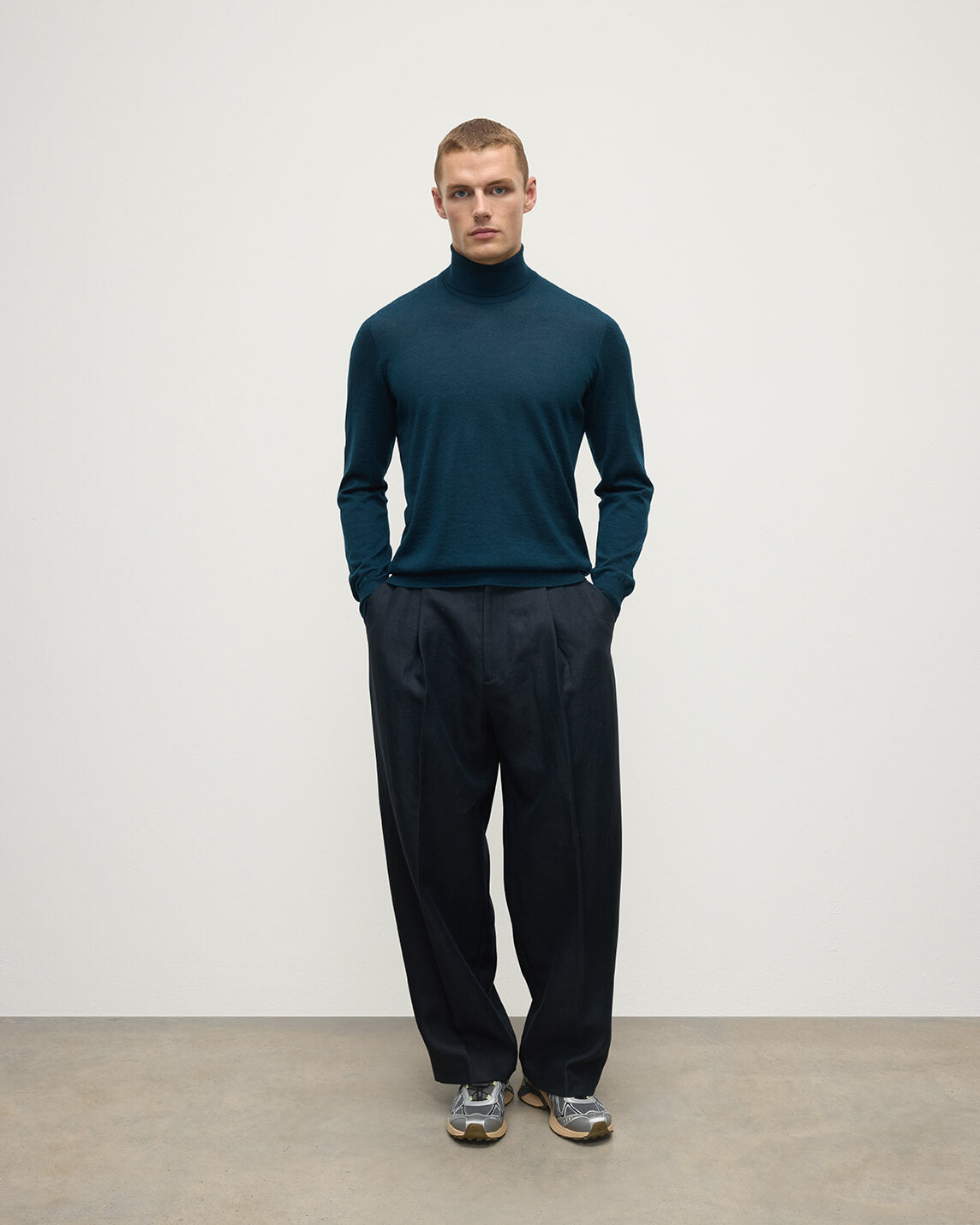Superfine Cashmere Dark Green Roll Neck Jumper