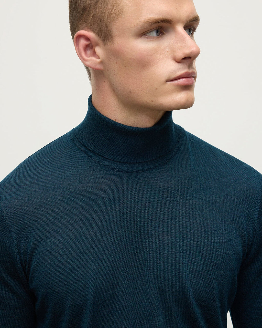 Superfine Cashmere Dark Green Roll Neck Jumper