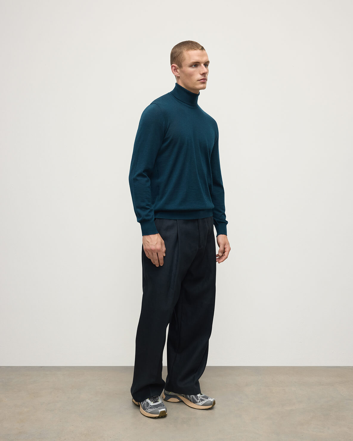 Superfine Cashmere Dark Green Roll Neck Jumper