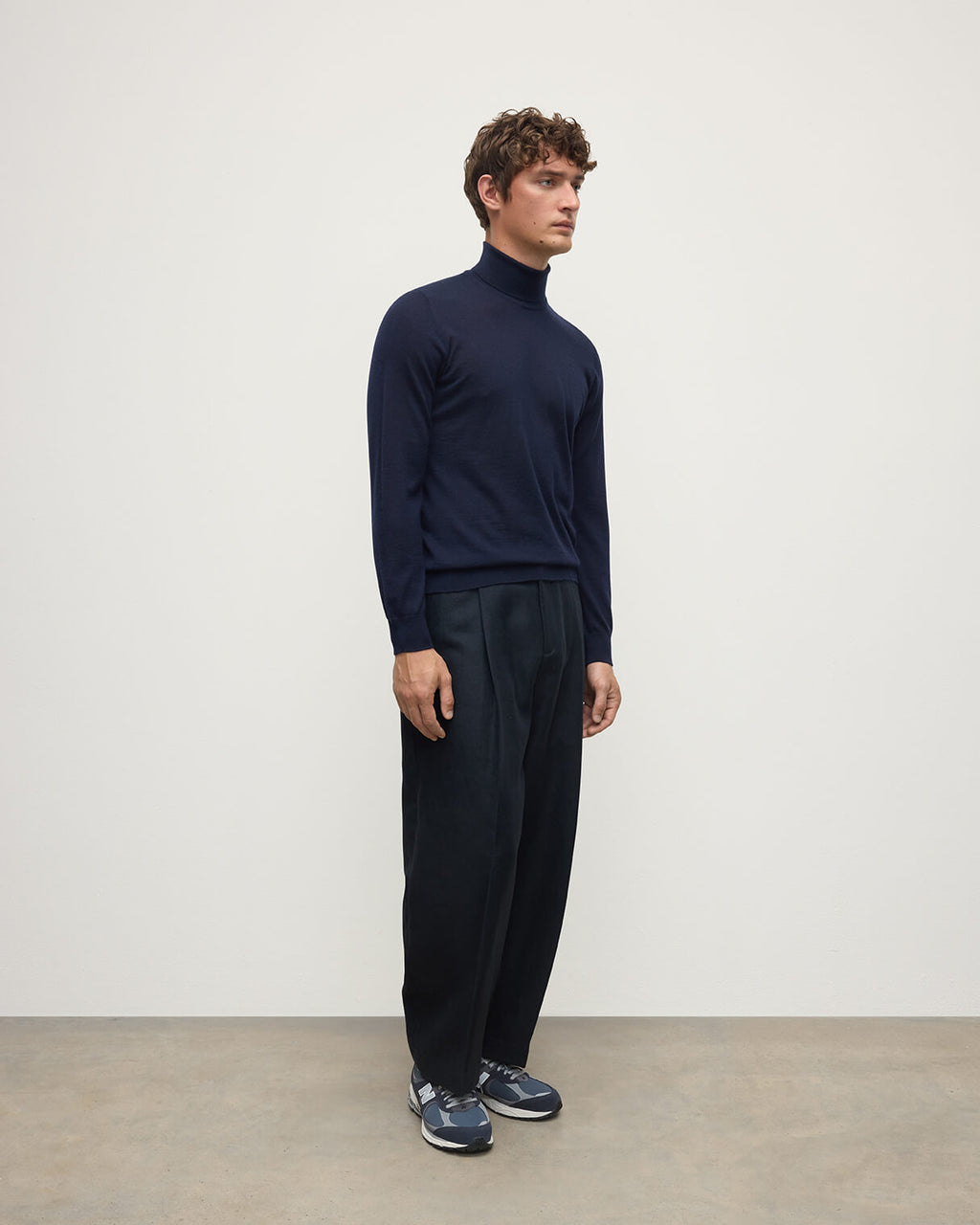 Superfine Cashmere Dark Navy Roll Neck Jumper