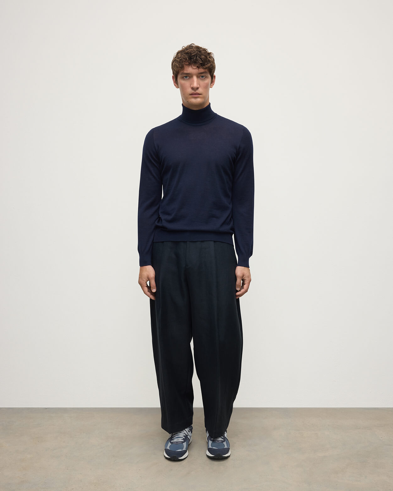 Superfine Cashmere Dark Navy Roll Neck Jumper