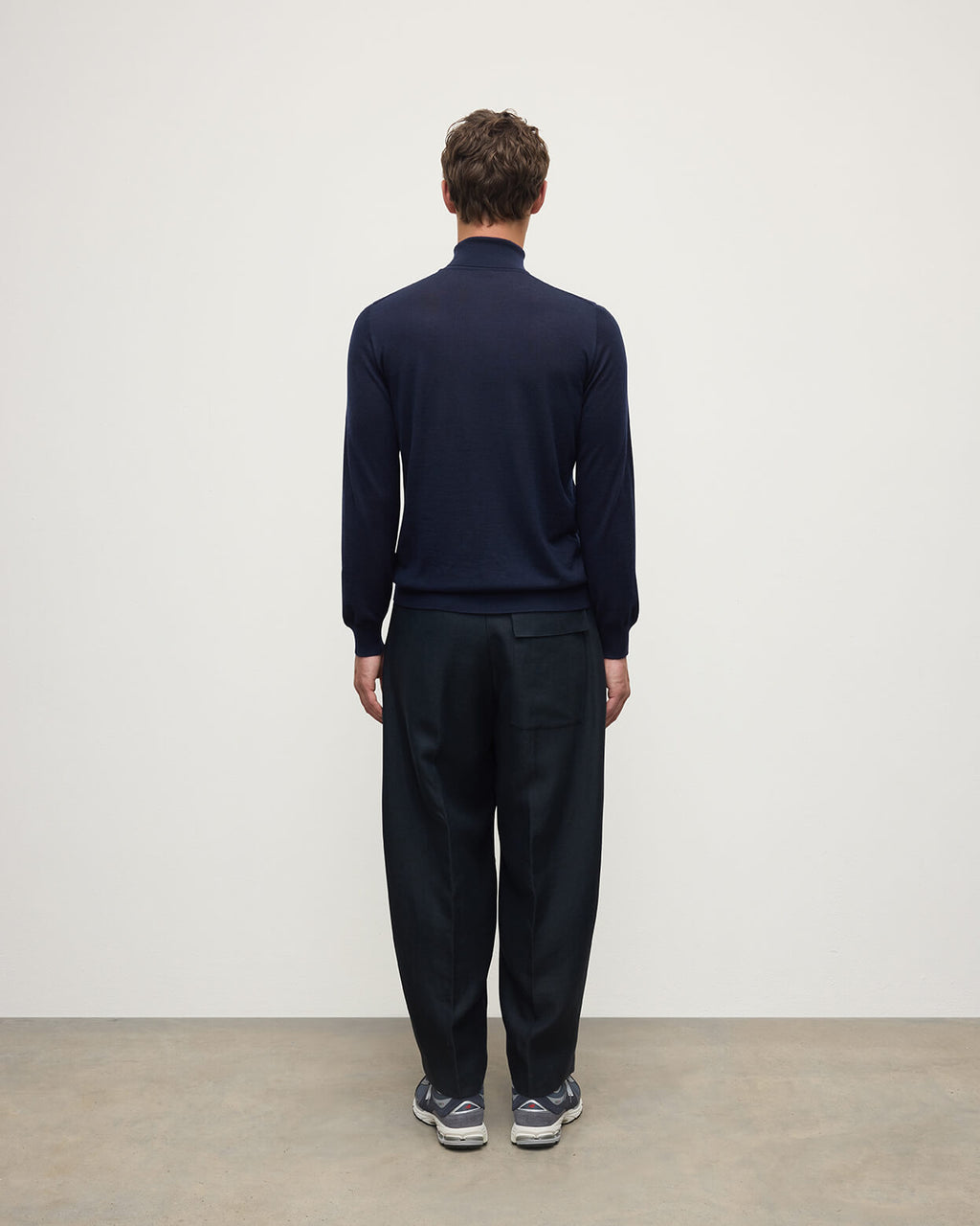 Superfine Cashmere Dark Navy Roll Neck Jumper
