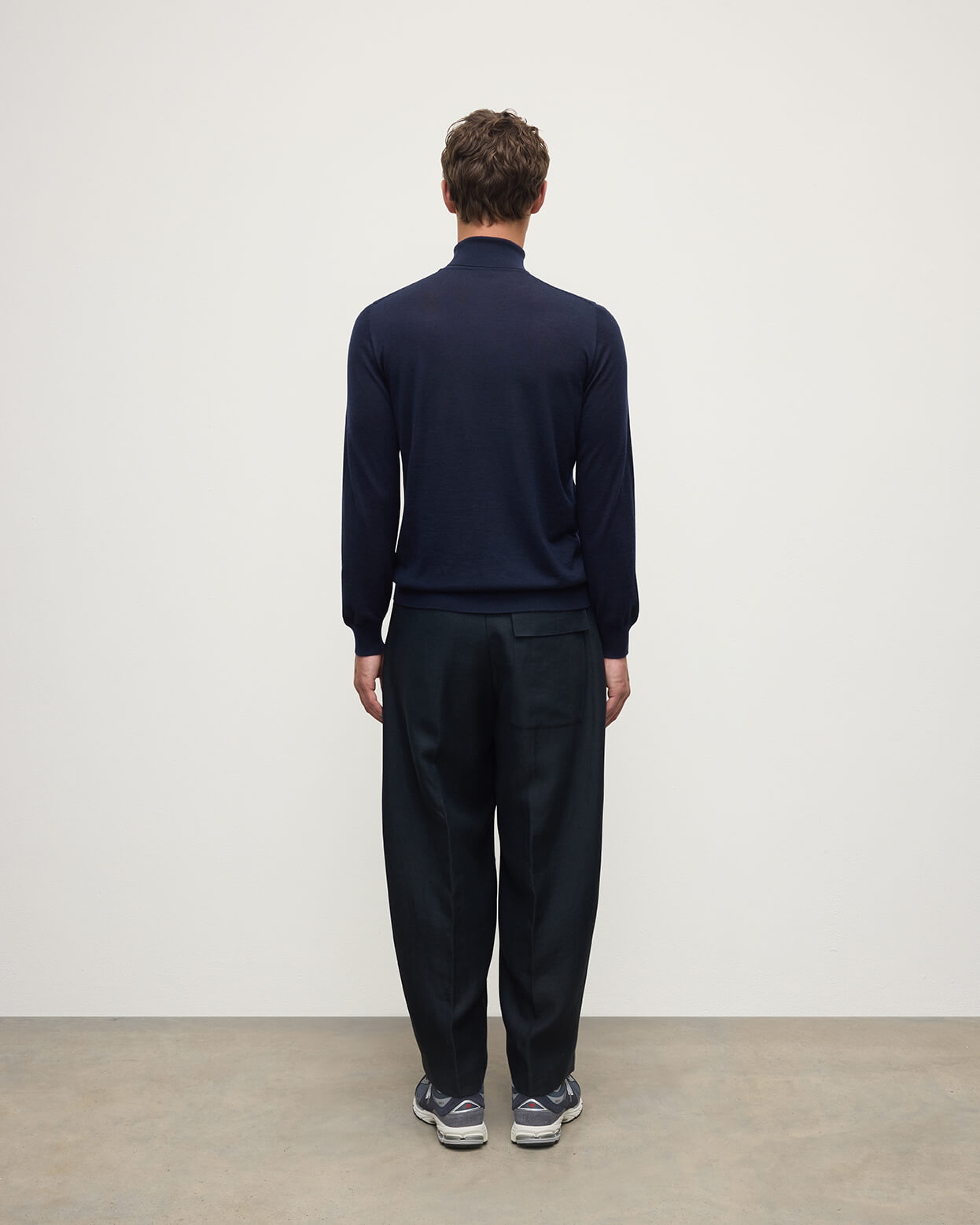 Superfine Cashmere Dark Navy Roll Neck Jumper