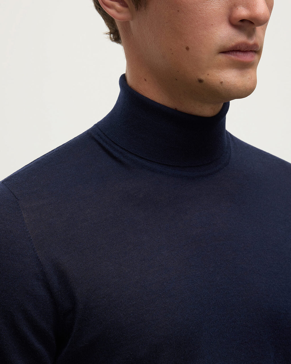 Superfine Cashmere Dark Navy Roll Neck Jumper