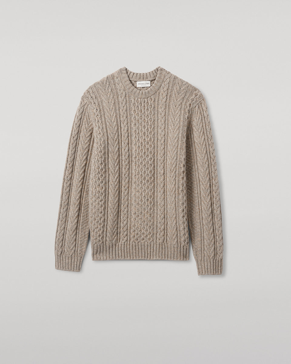 Aran Cable Light Brown Cashmere Jumper