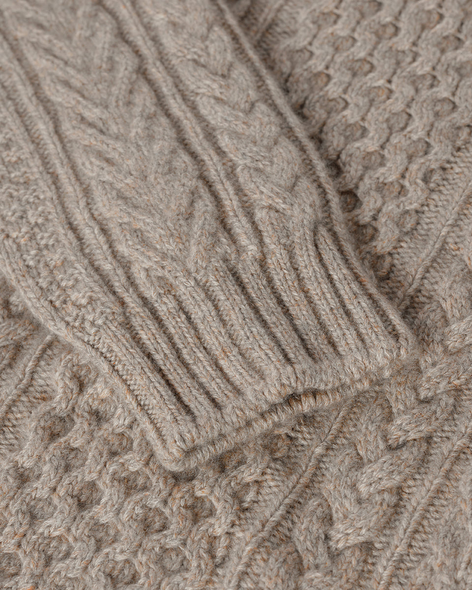 Aran Cable Light Brown Cashmere Jumper