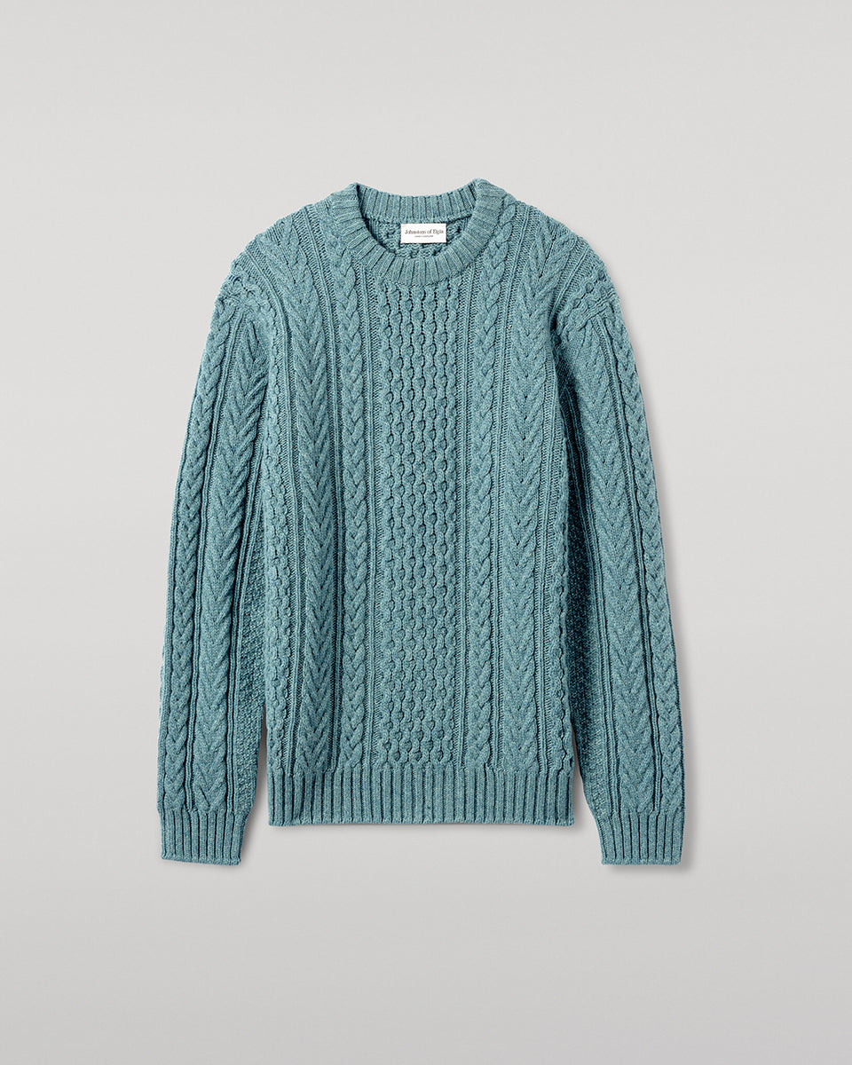 Aran Cable Green Cashmere Jumper