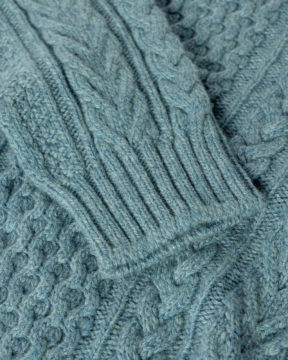 Aran Cable Green Cashmere Jumper