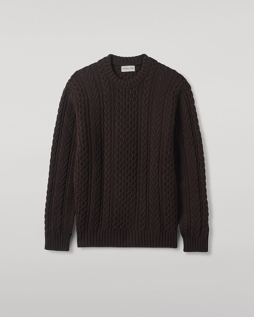 Aran Cable Dark Brown Cashmere Jumper