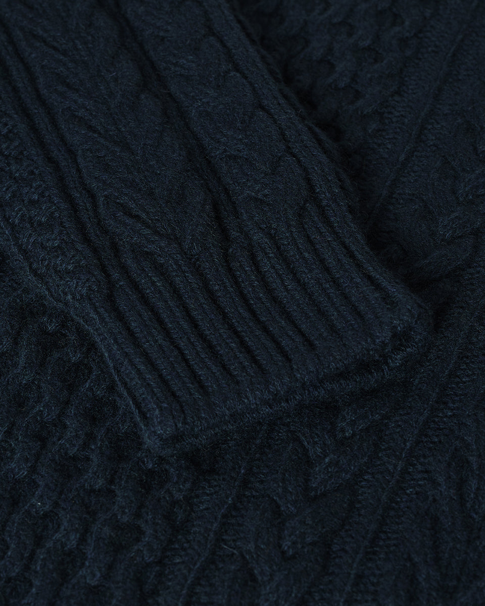 Aran Cable Dark Green Cashmere Jumper