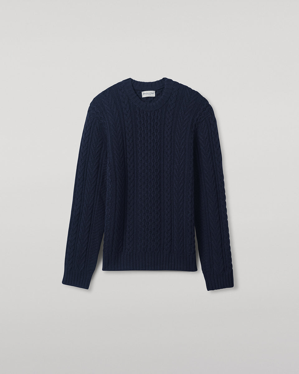 Aran Cable Dark Navy Cashmere Jumper