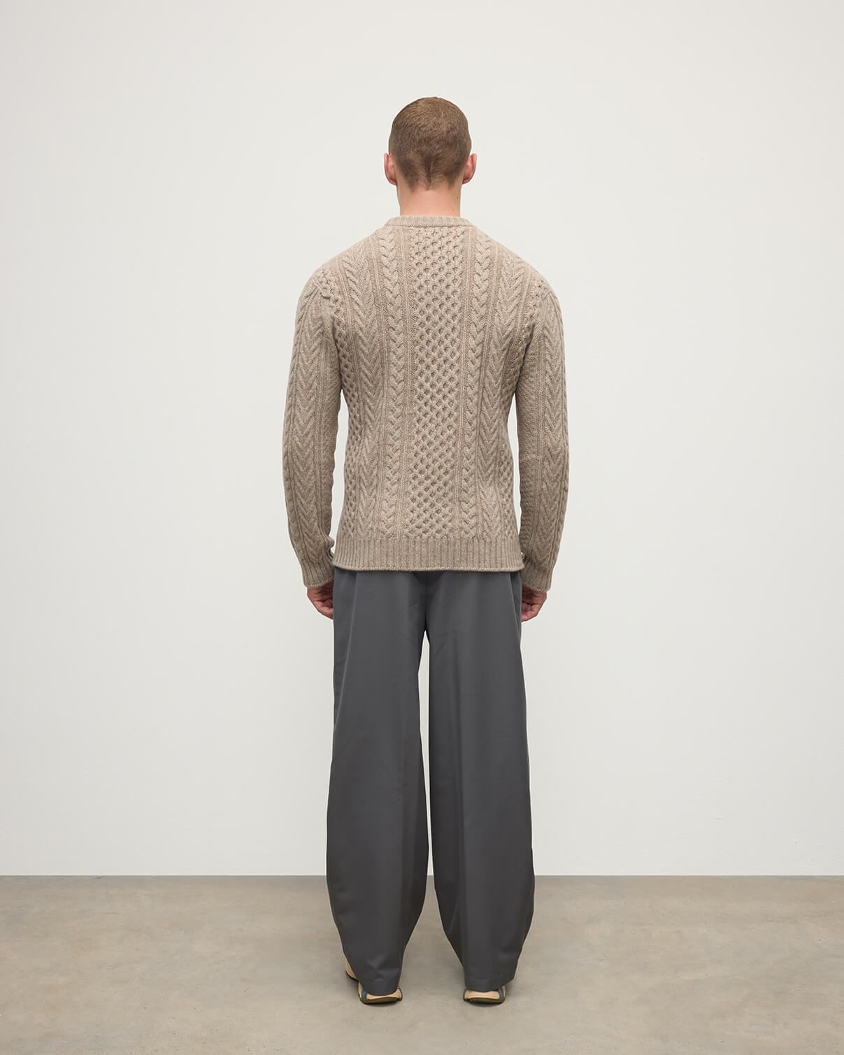 Aran Cable Light Brown Cashmere Jumper