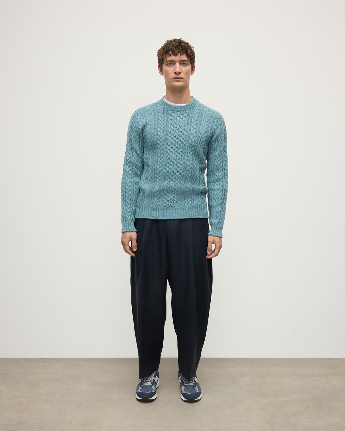 Aran Cable Green Cashmere Jumper