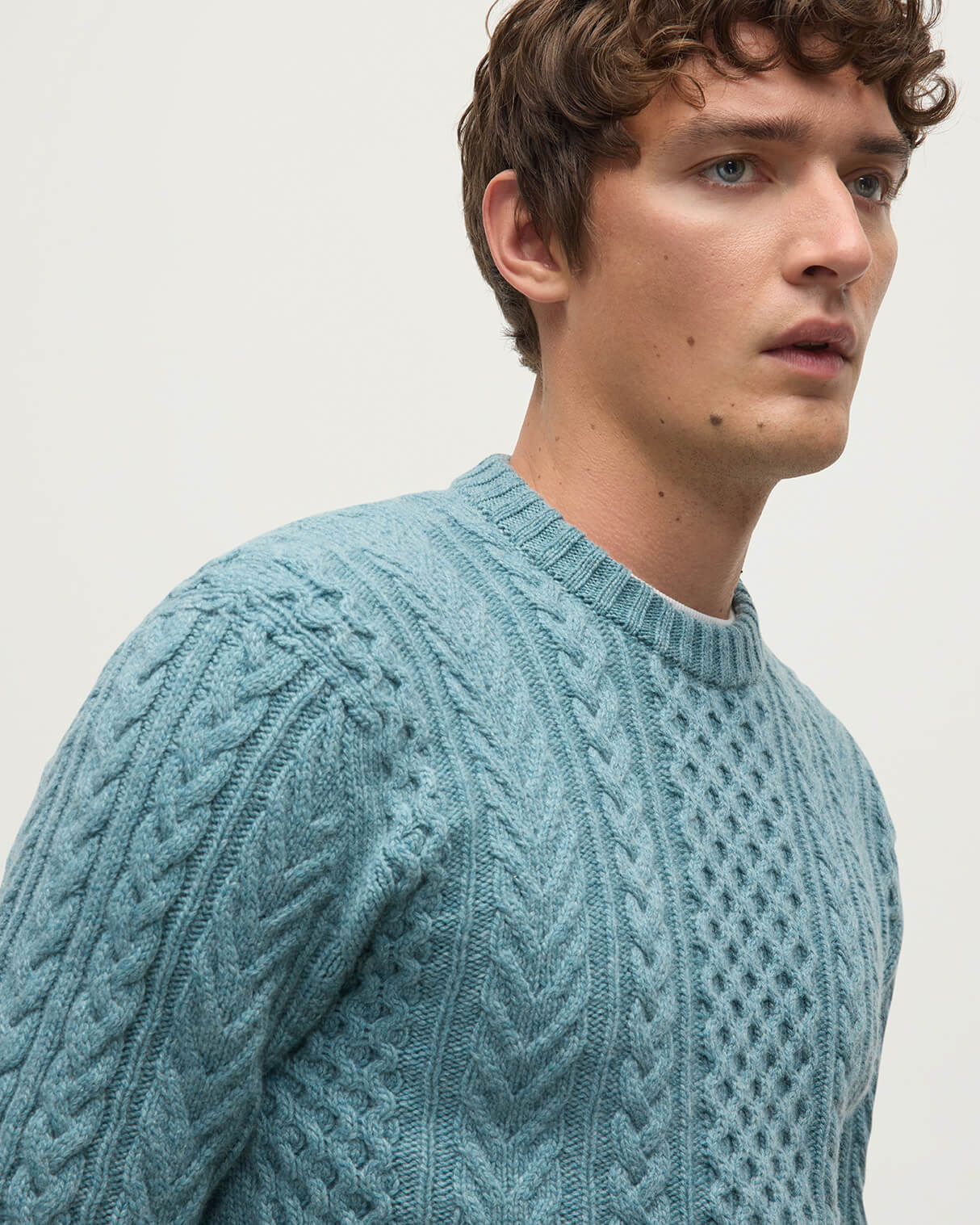 Aran Cable Green Cashmere Jumper