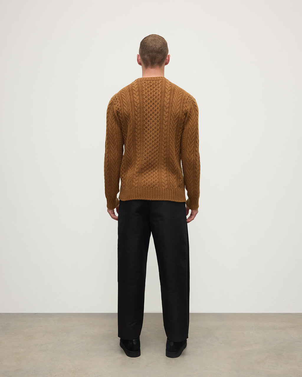 Aran Cable Dark Camel Cashmere Jumper