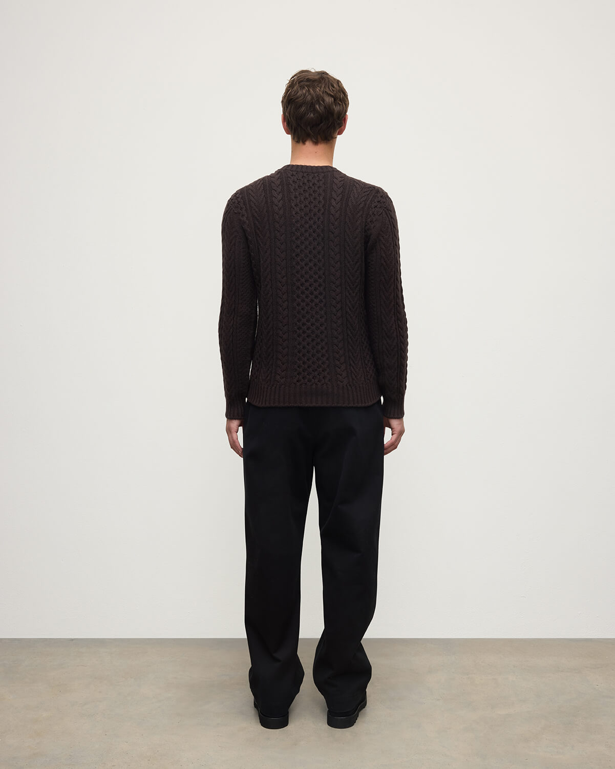 Aran Cable Dark Brown Cashmere Jumper