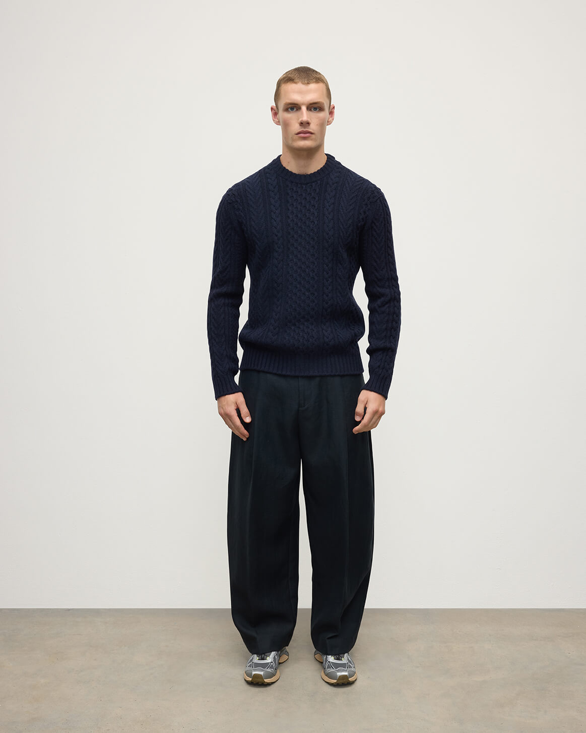 Aran Cable Dark Navy Cashmere Jumper