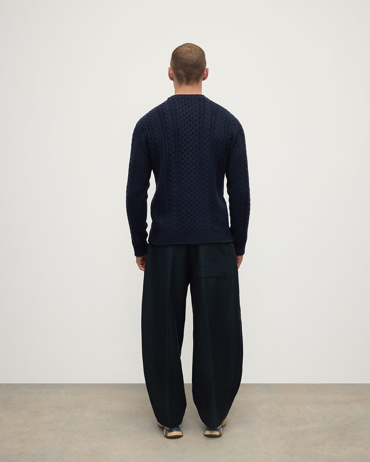 Aran Cable Dark Navy Cashmere Jumper