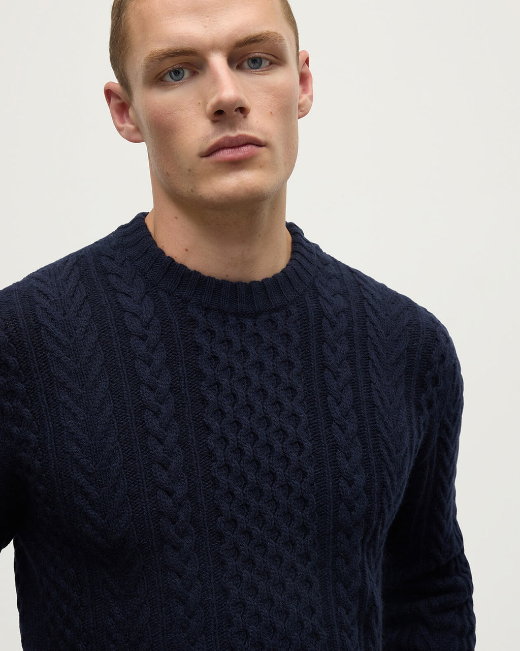 Aran Cable Dark Navy Cashmere Jumper