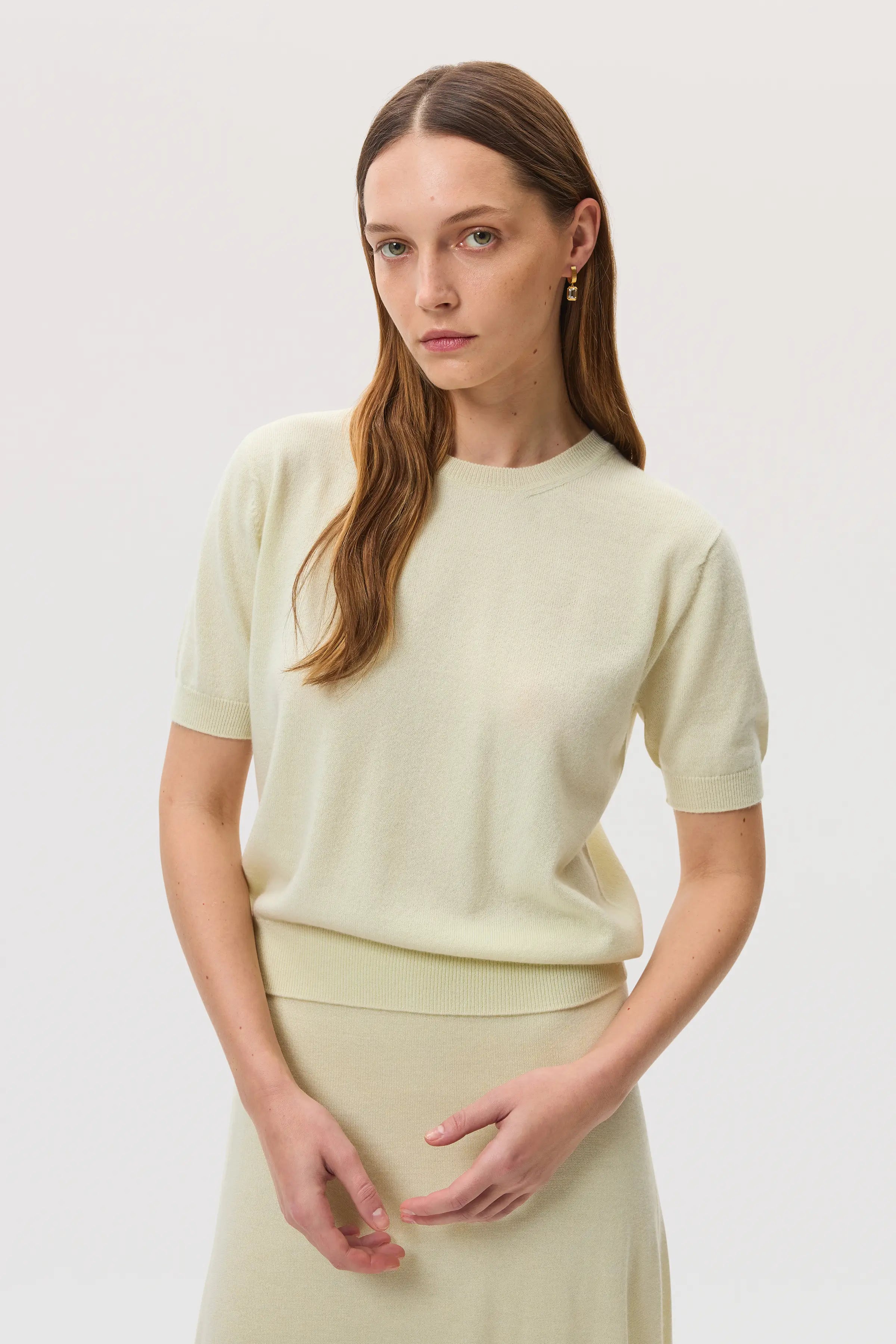 Classic Light Yellow Cashmere T-Shirt