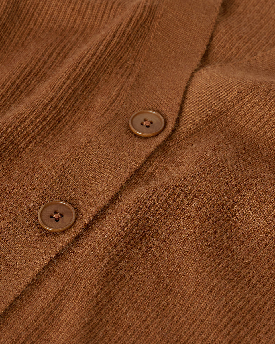 Superfine Cashmere Dark Camel Cardigan