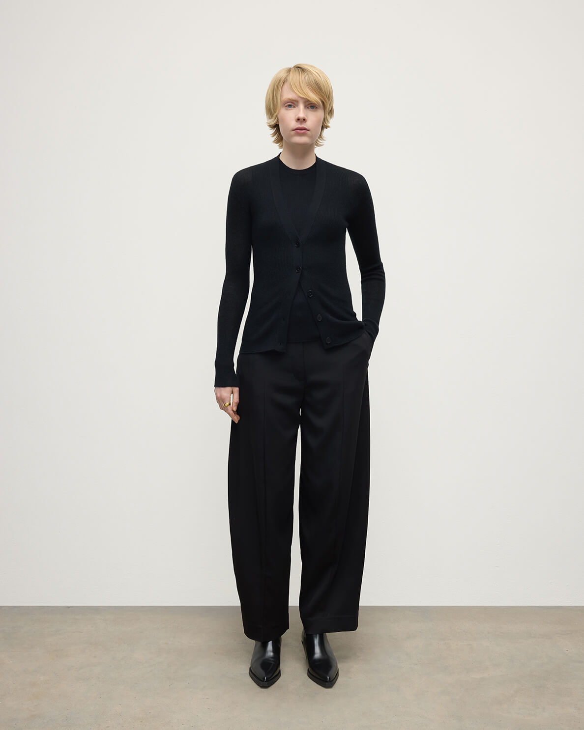 Superfine Cashmere Black Cardigan