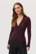 Superfine Cashmere Deep Red Ribbed Cardigan