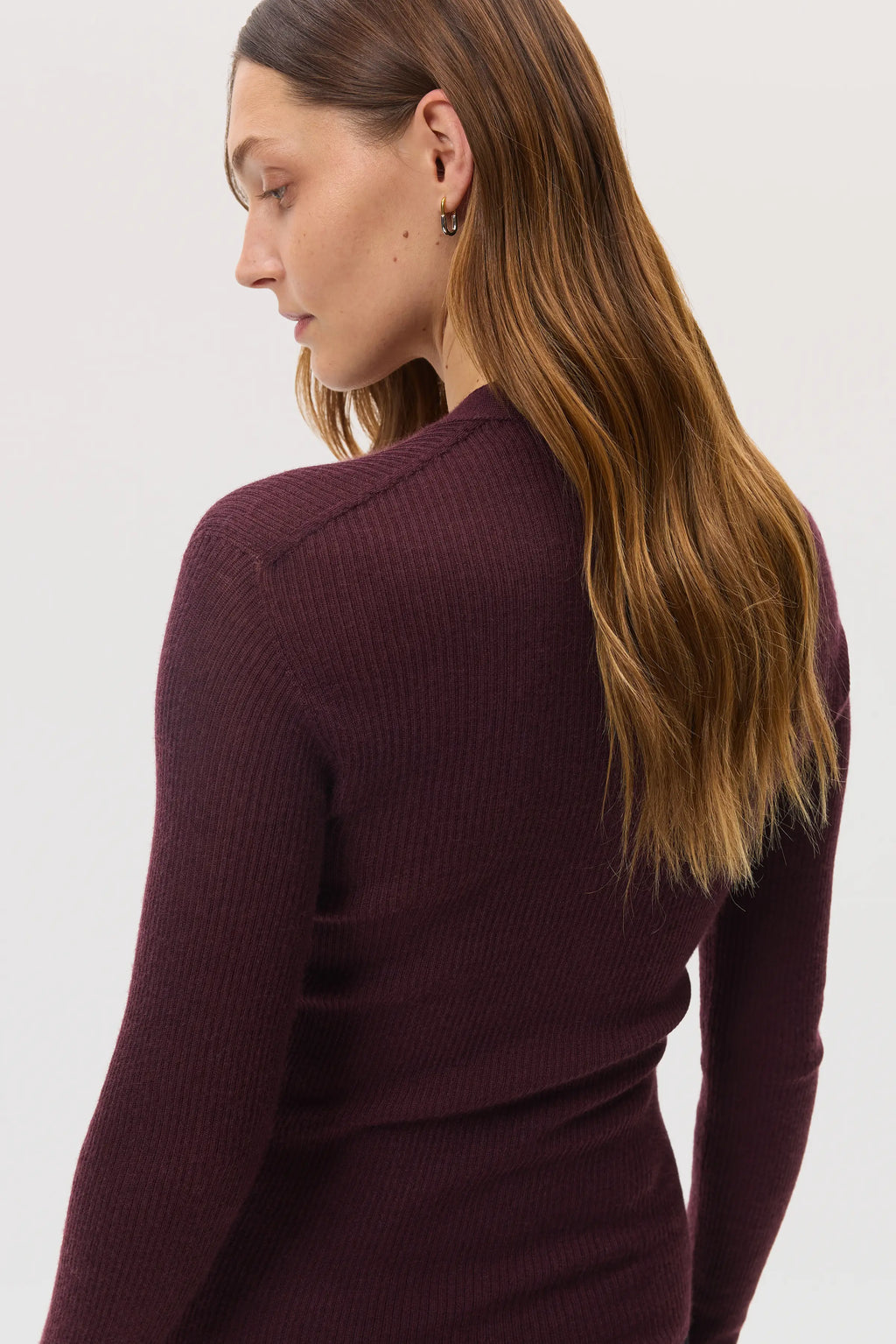 Superfine Cashmere Deep Red Ribbed Cardigan