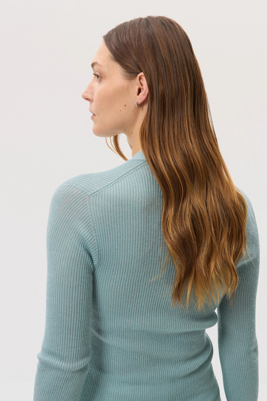 Superfine Cashmere Light Green Ribbed Cardigan