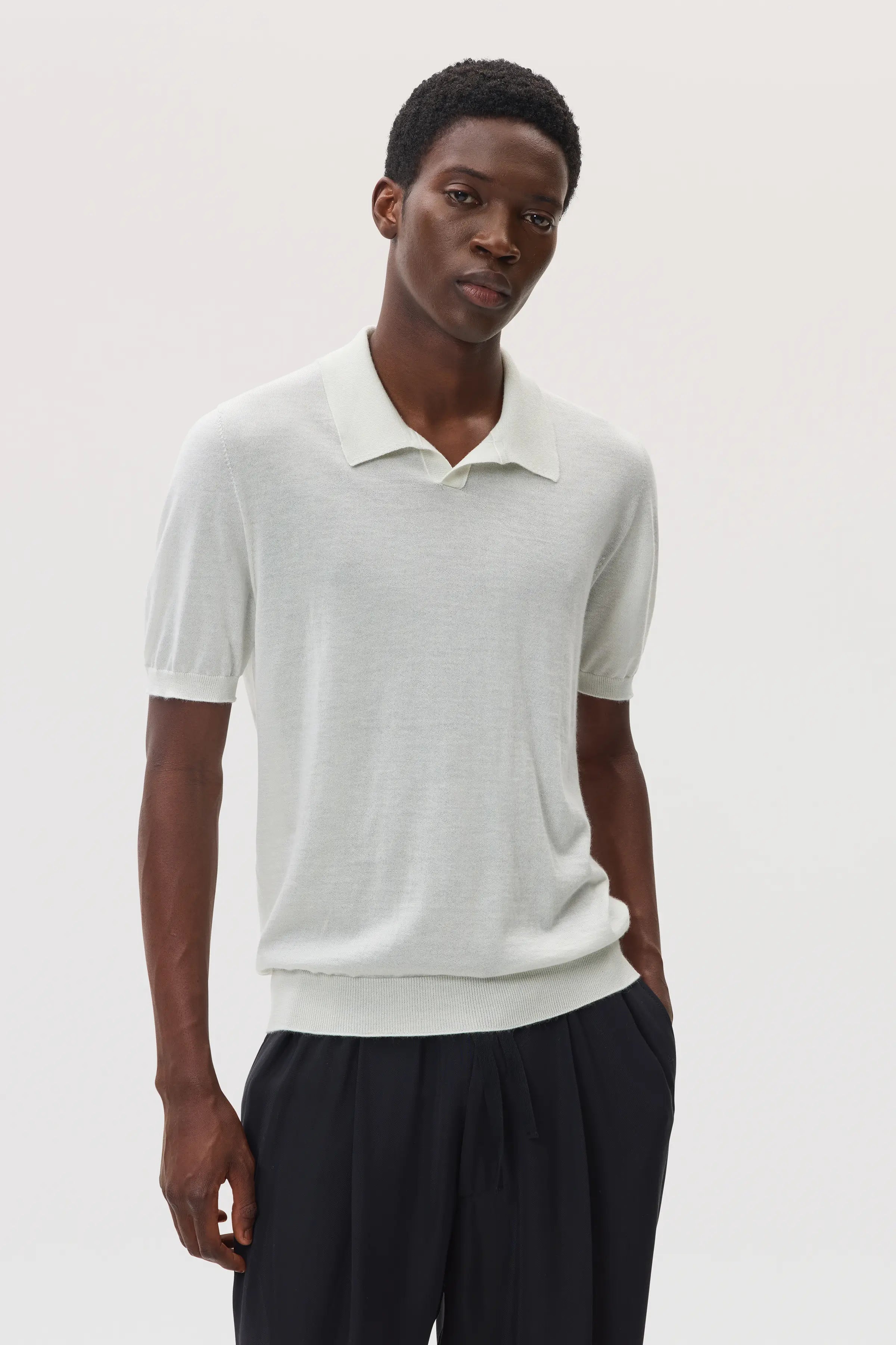 Superfine Cashmere White Polo Shirt