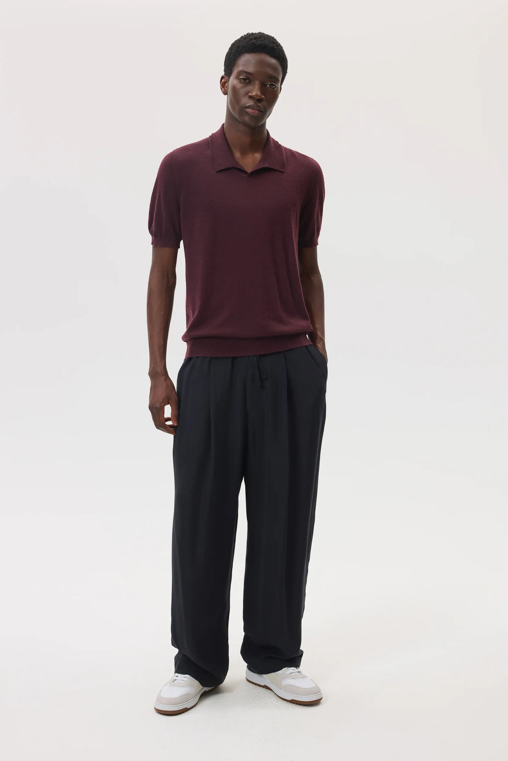 Deep Red Superfine Cashmere Polo Shirt