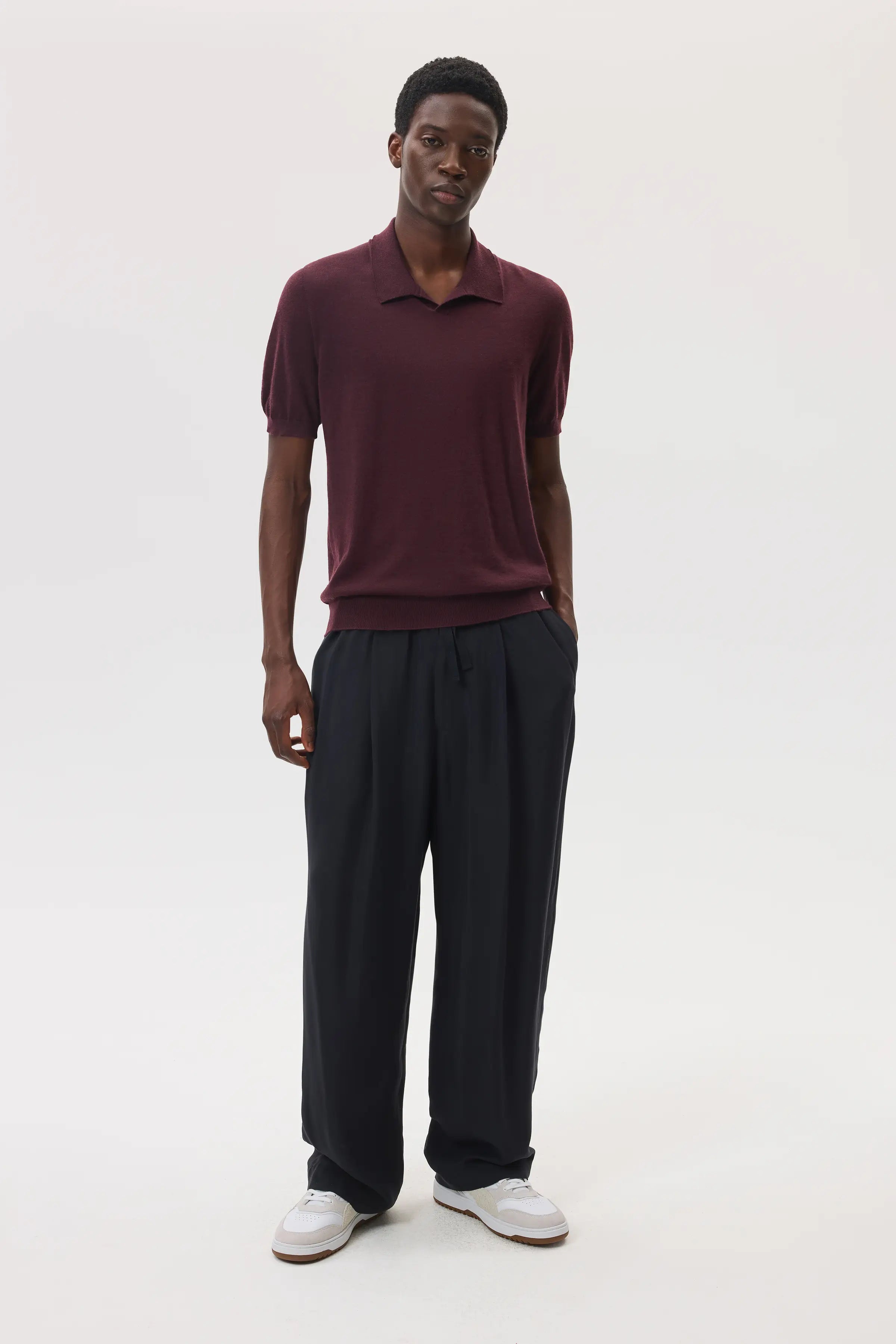 Deep Red Superfine Cashmere Polo Shirt