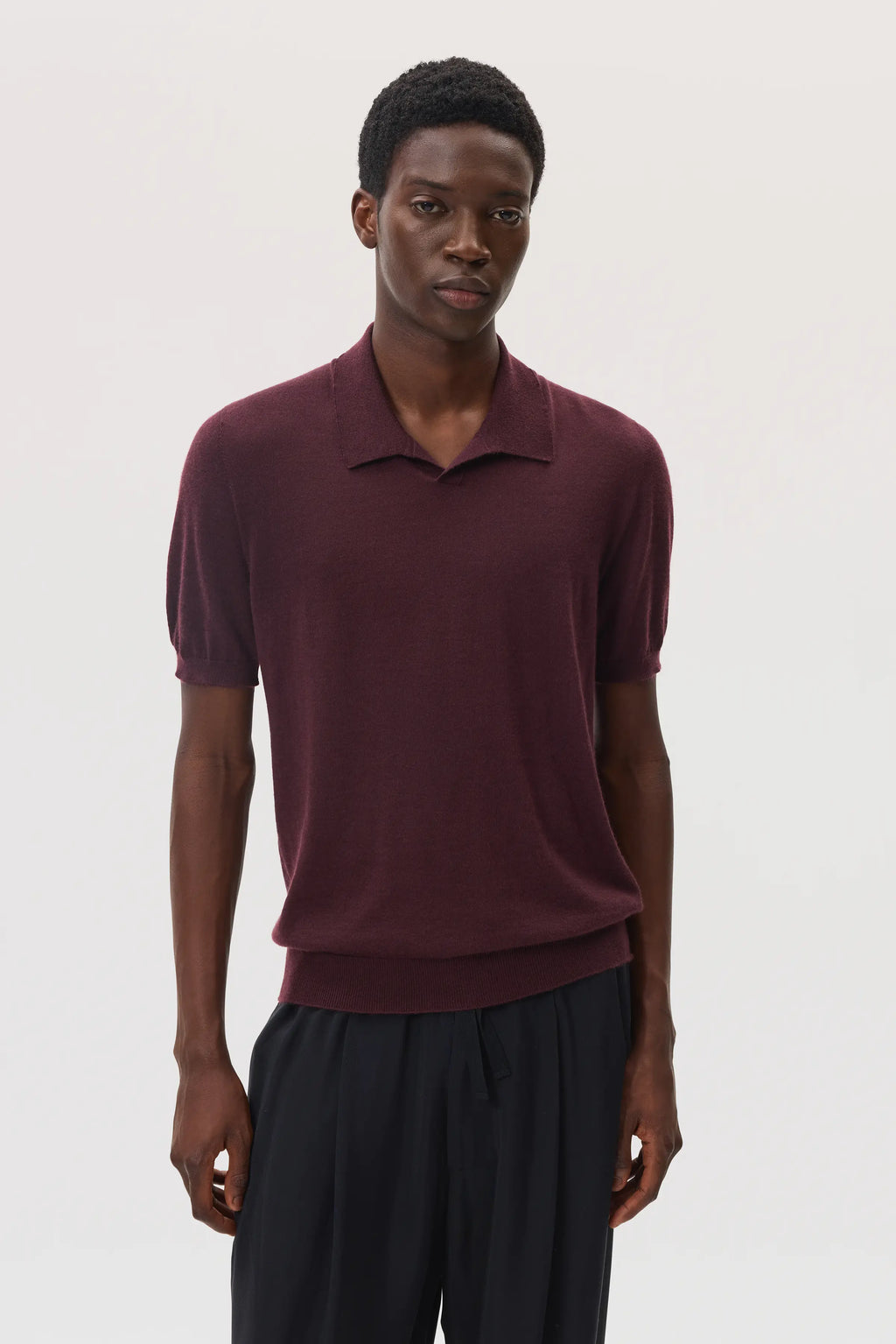Deep Red Superfine Cashmere Polo Shirt