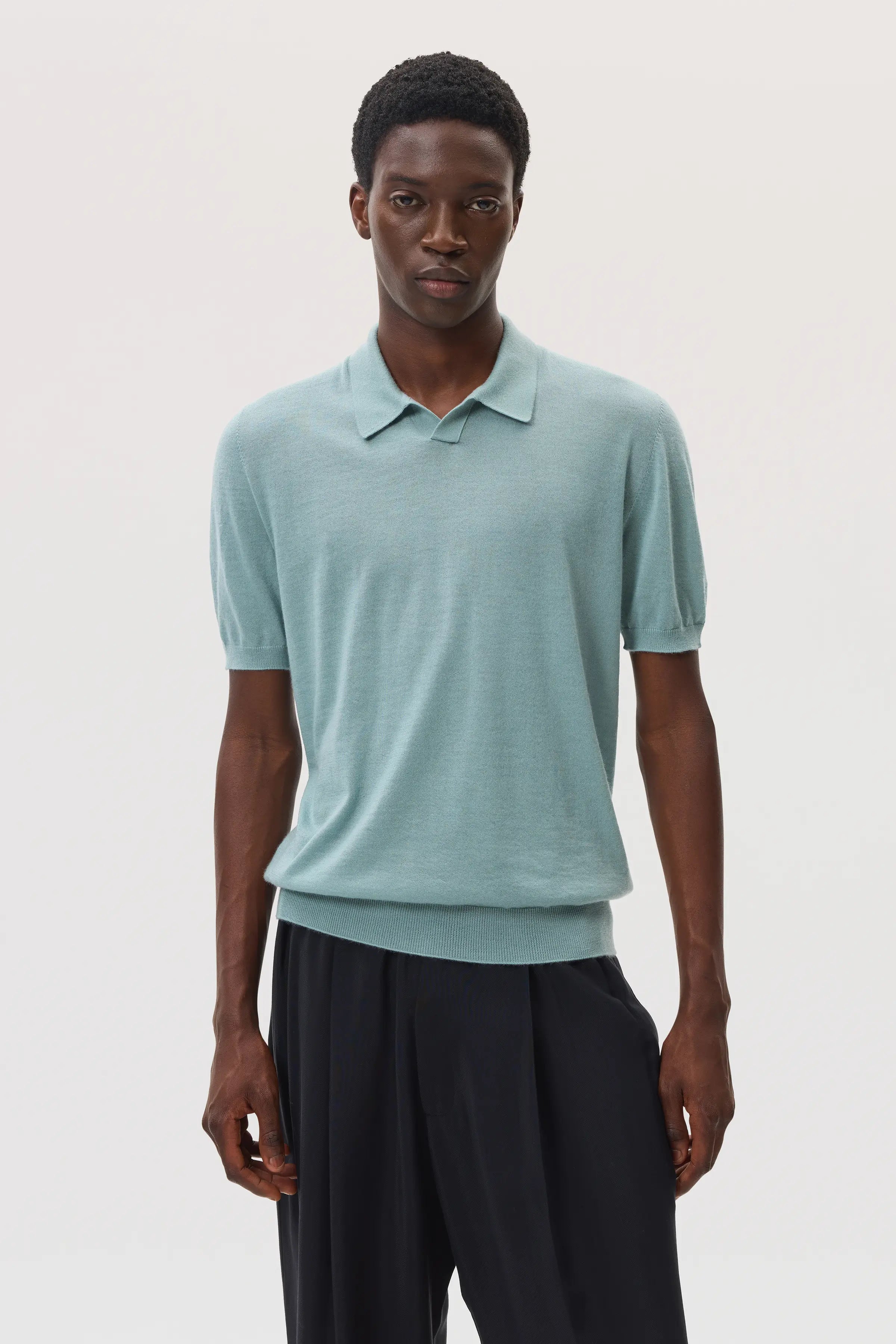 Superfine Cashmere Light Green Polo Shirt