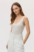 Ribbed Superfine White Cashmere Vest