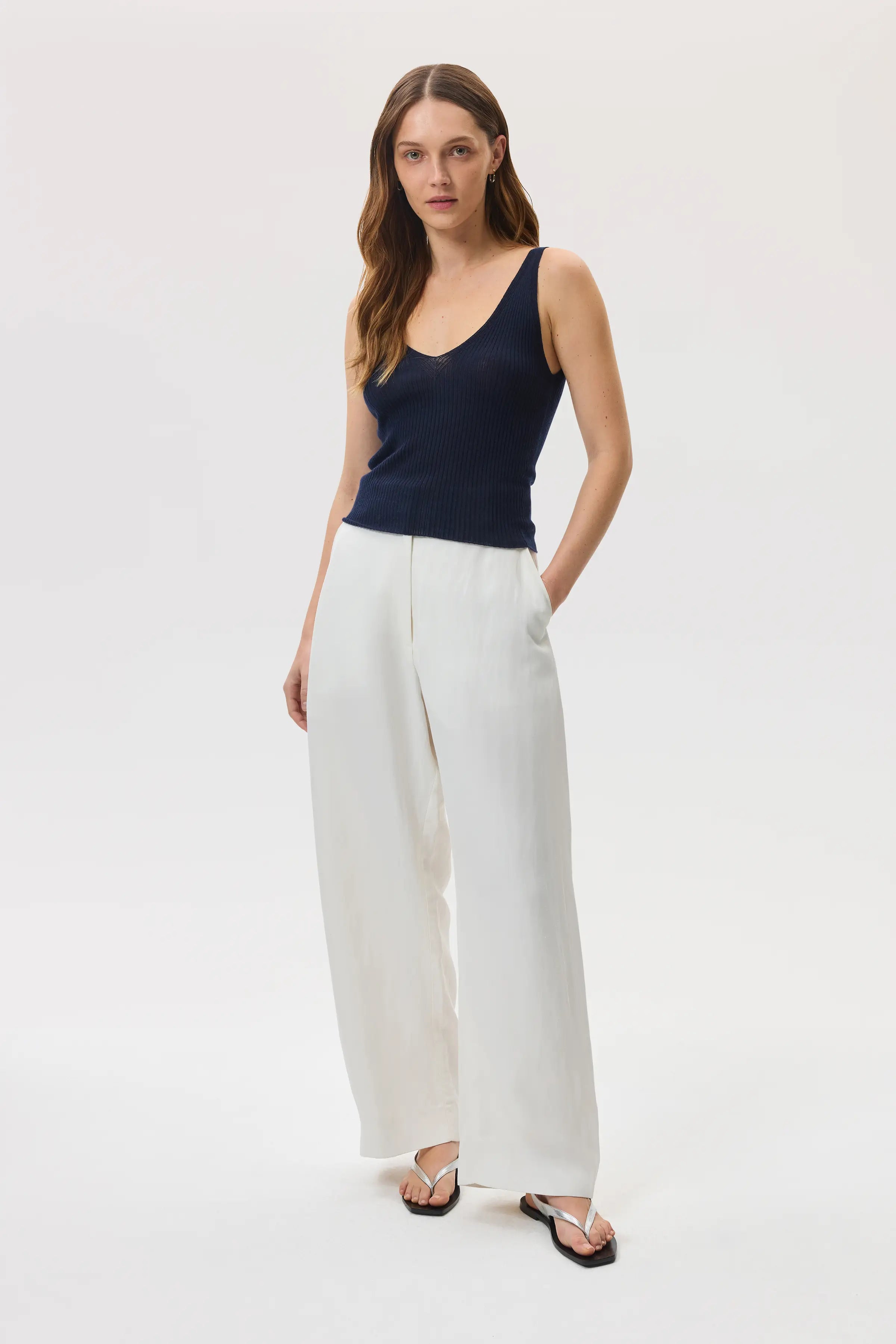 Ribbed Dark Navy Superfine Cashmere Vest