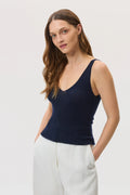 Ribbed Dark Navy Superfine Cashmere Vest