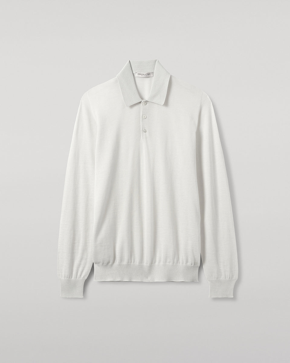 White Superfine Cashmere Polo Shirt