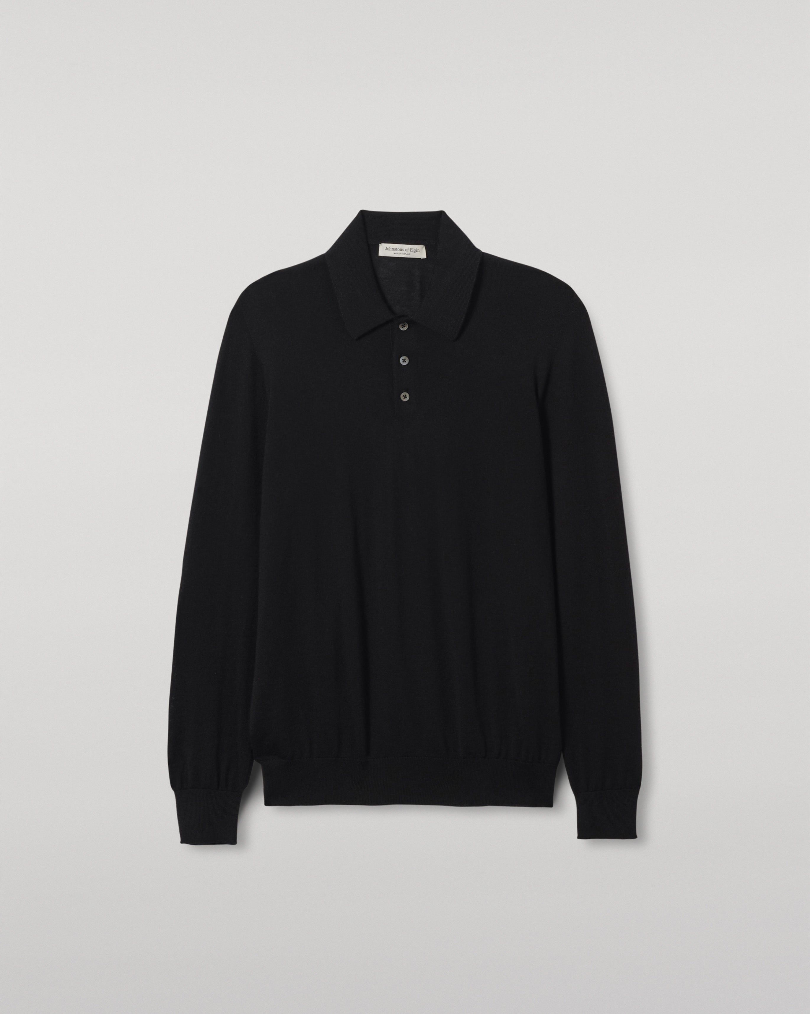 Fin Black Superfine Cashmere Polo Shirt