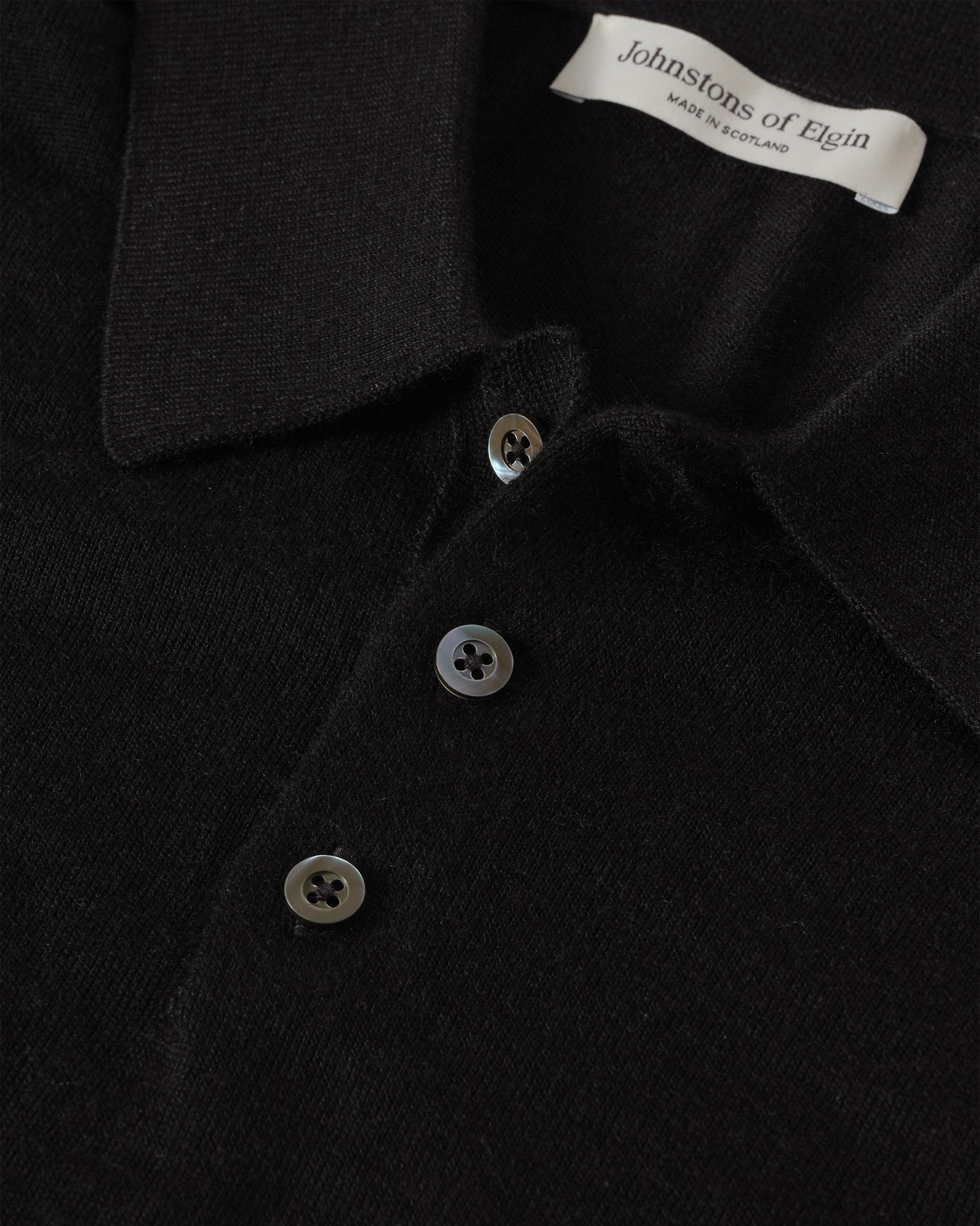 Fin Black Superfine Cashmere Polo Shirt