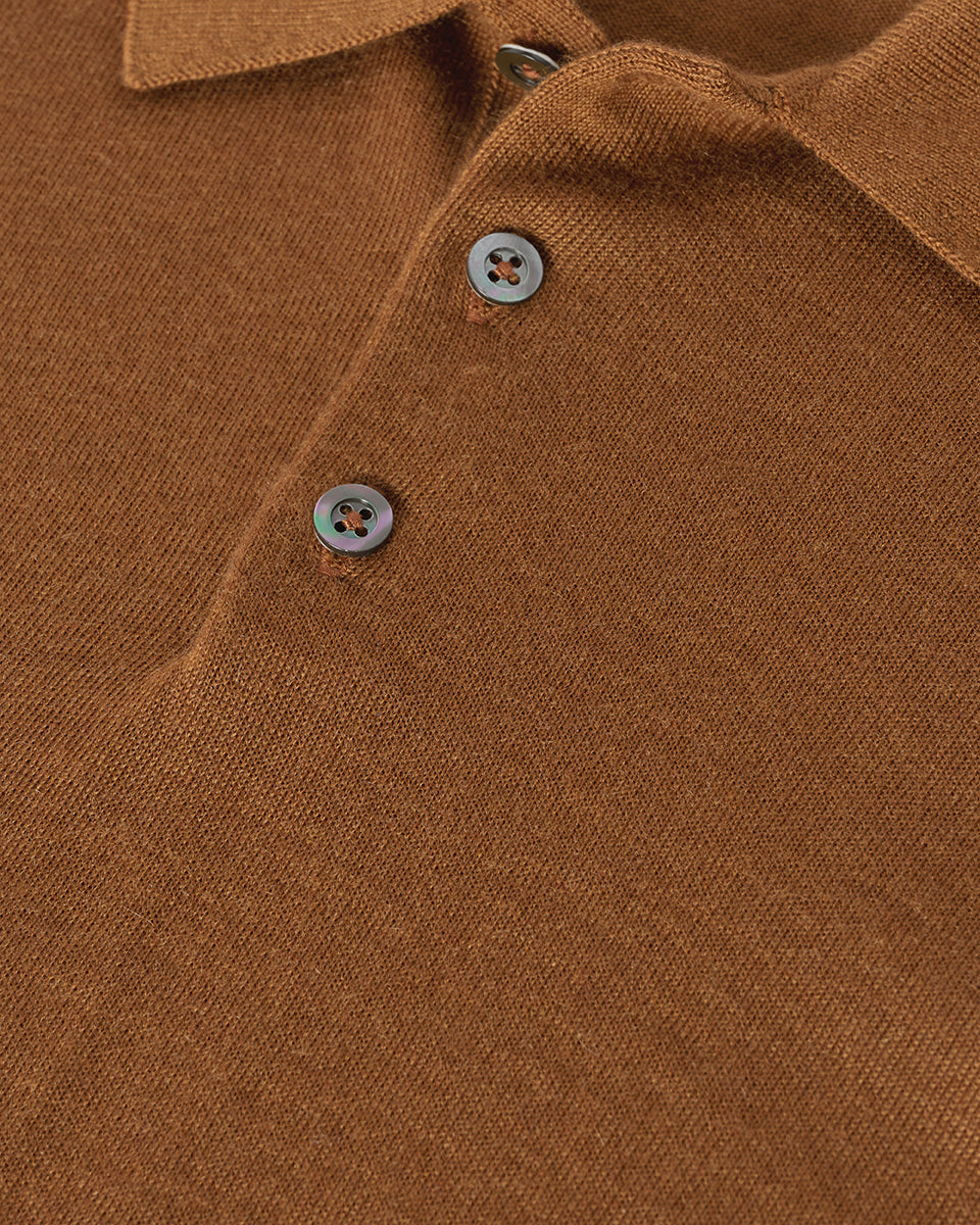 Dark Camel Superfine Cashmere Polo Shirt