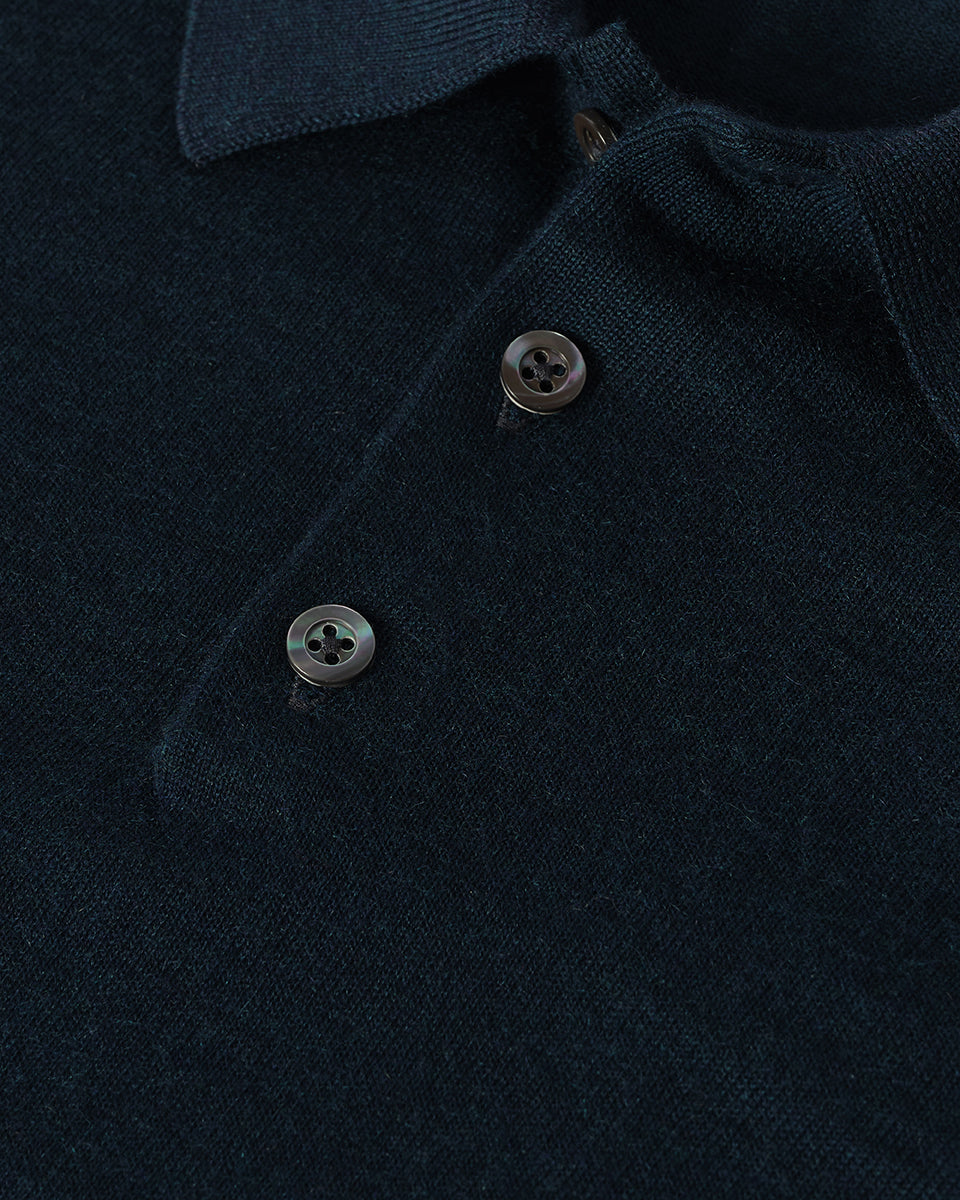 Bottle Green Superfine Cashmere Polo Shirt