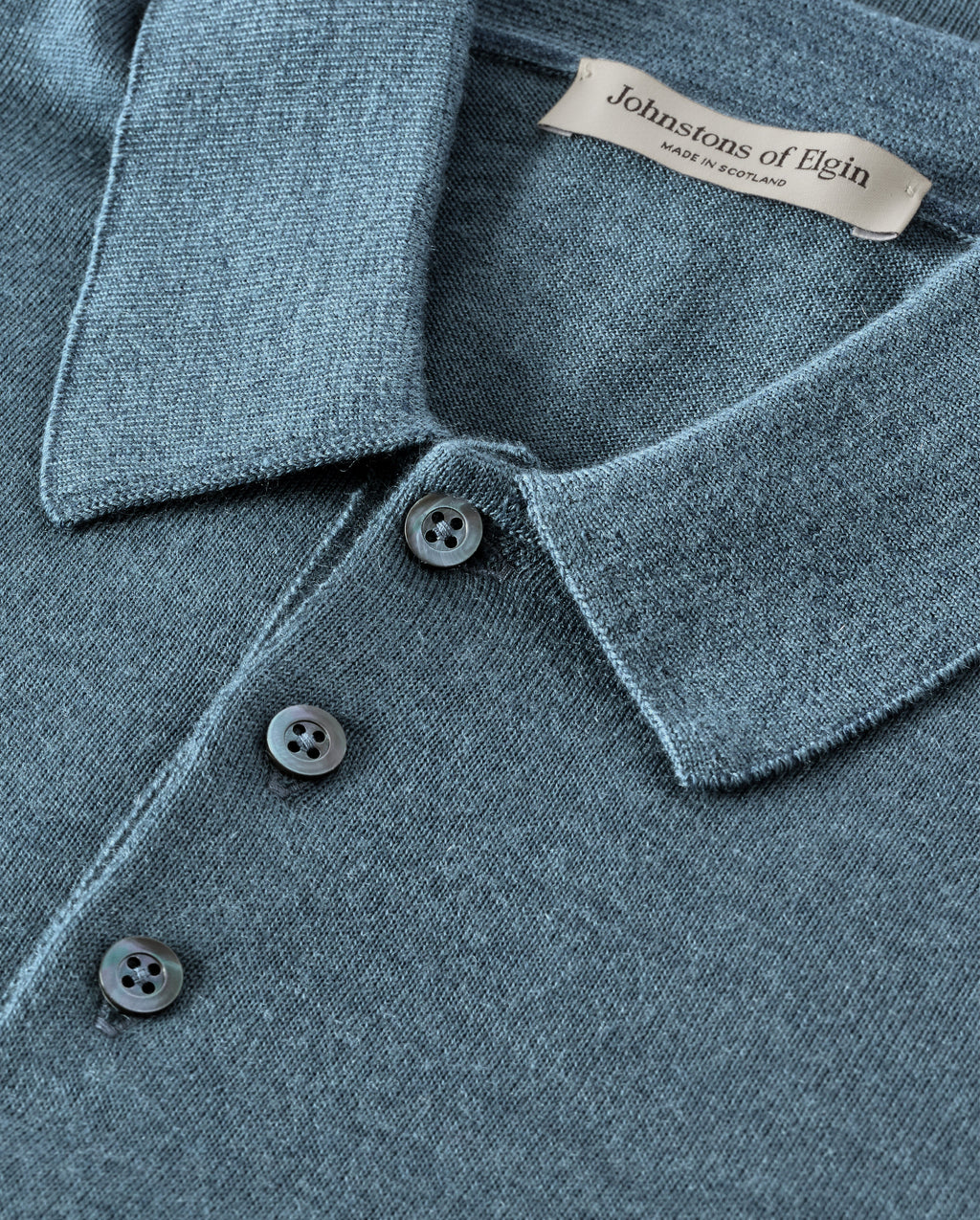 Fin Blue Superfine Cashmere Polo Shirt